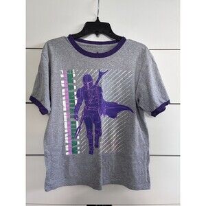 Disney Parks Star Wars The Mandalorian Ringer Metallic T-Shirt Women Size L